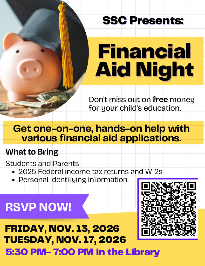 Financial Aid Night November 13 5:30pm-7:00pm